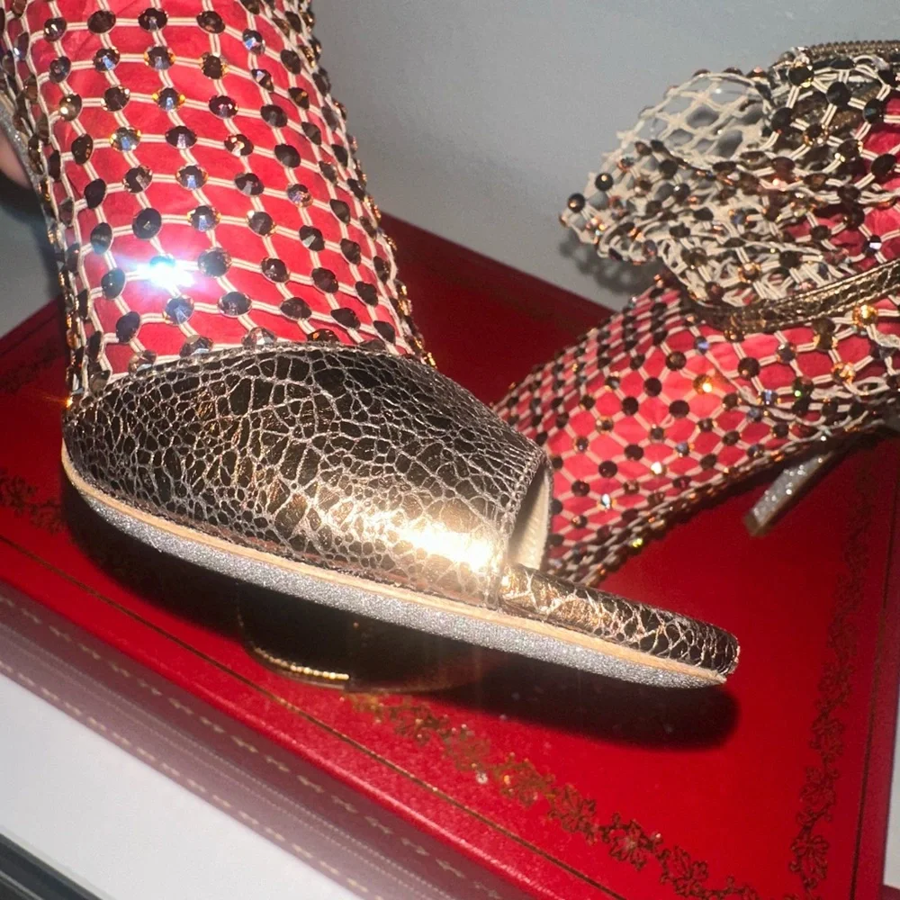 NWT Designer Heels Rene Caovilla Galaxia Bronze - Picture 6 of 12